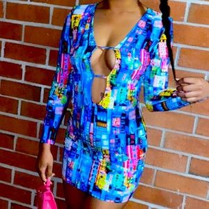 Blue fashion design dress from fashion nova